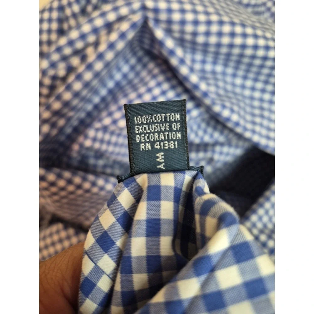 Polo Ralph Lauren Button Down Shirt Mens XL Blue White Gingham Check Cotton Pony